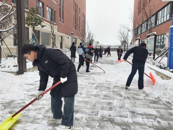 教师志愿者分工协作,有的铲雪破冰,有的清扫残雪 (2).jpg